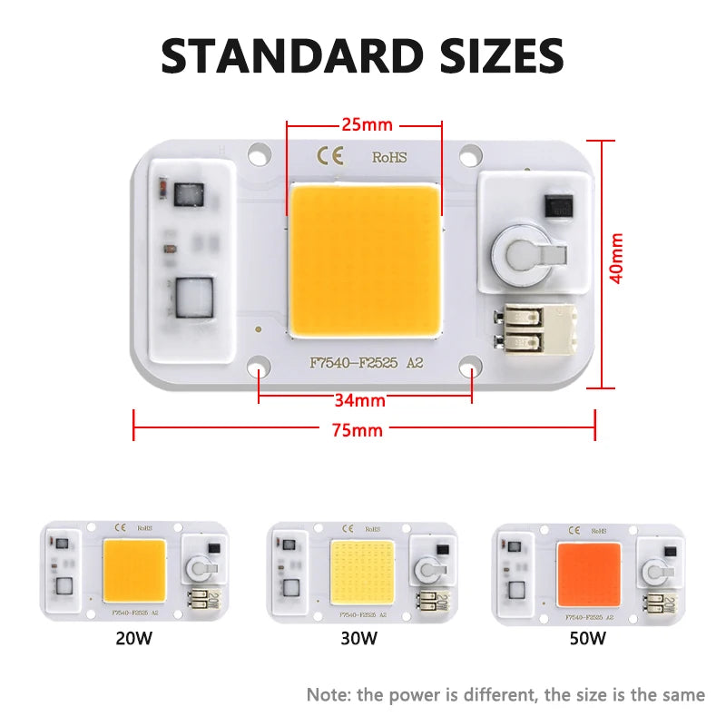 ampoule led cob 20w 30w 50w blanc jaune 3000k 6500k clips moderne technologique