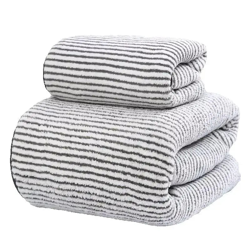serviettes bain fibre bambou rayées moderne gris clair absorbantes rapide séchage lavage machine qualité