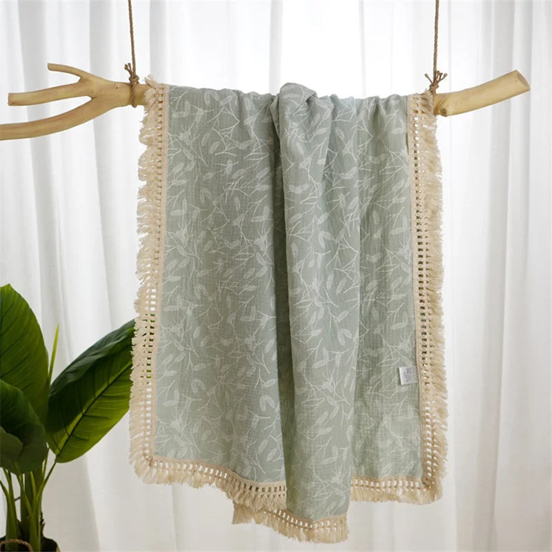 couverture bébé coton géométrique rose clair jaune bleu beige moderne douce bébé enfant tranches