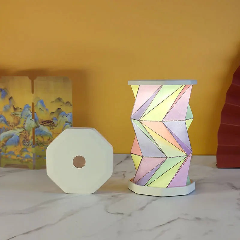 lampe table rechargeable led motif floral contemporaine minimaliste fixée adhésif base octogonale couvercle
