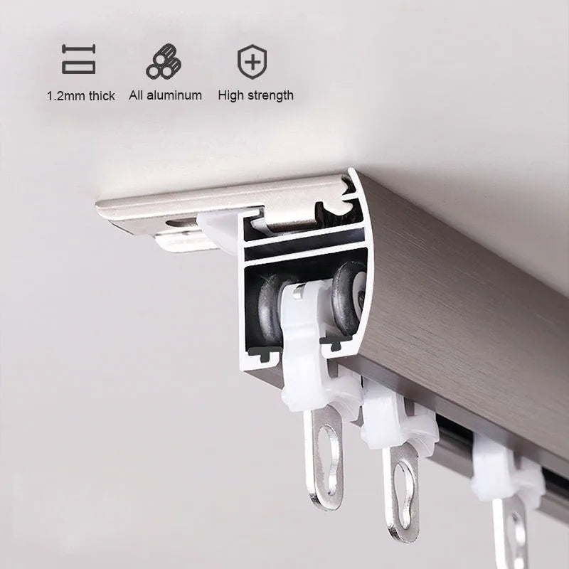 Rail de rideau invisible silencieux pour double rideau en métal