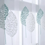 rideau moderne feuilles stylisées blanc vert clair transparent polyester chambre salon