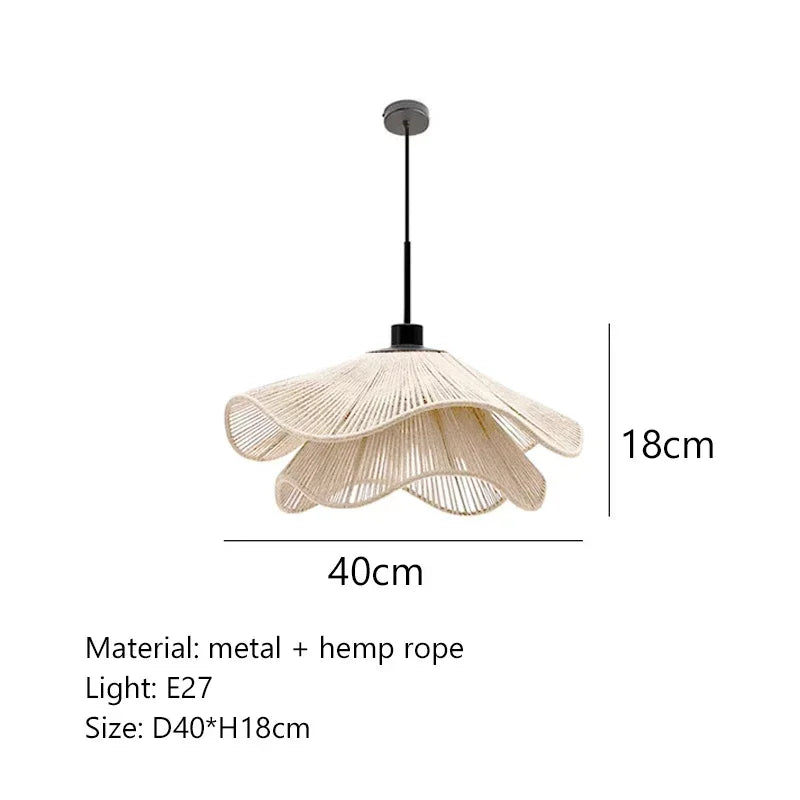 suspension tissée naturelle moderne rustique lumière chaude câble noir 40cm 50cm 60cm