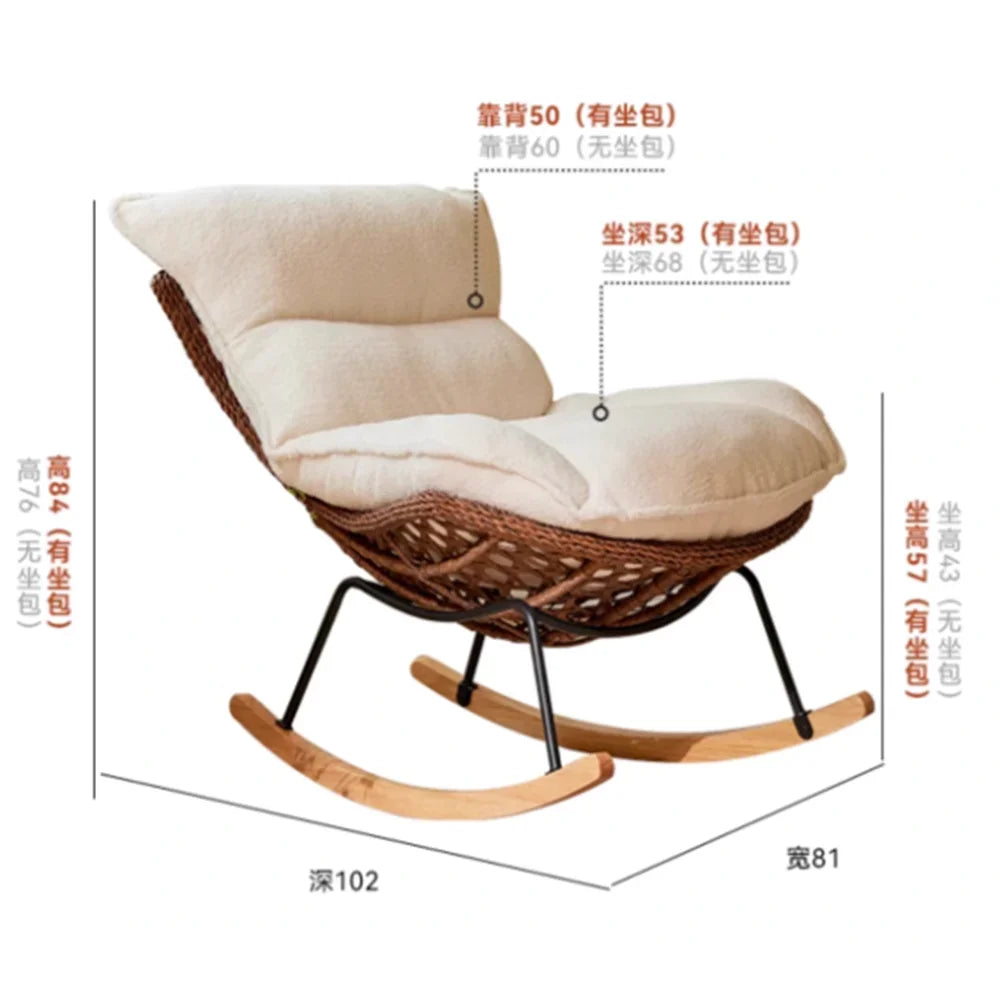 fauteuil bascule moderne rotin tissu doux confortable salon adulte beige noir