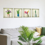 stickers muraux vases fleurs moderne autoadhésifs couleurs variées decoration intérieure chambre salon