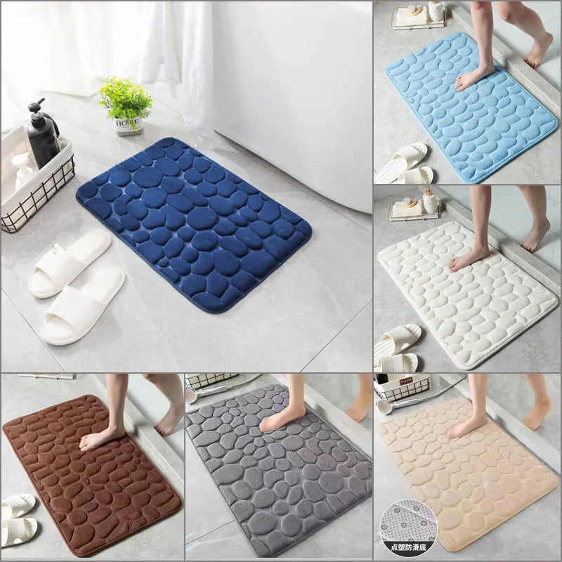 tapis bain antidérapant texture galet coton polyester moderne salle bain sol maison