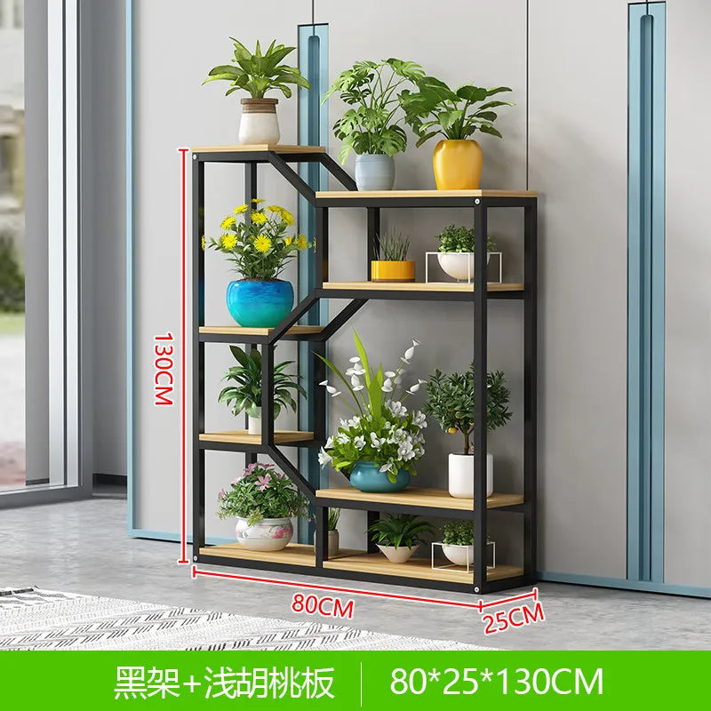 étagère modulaire métal bois industriel plantes d'intérieur pots fleurs blanc