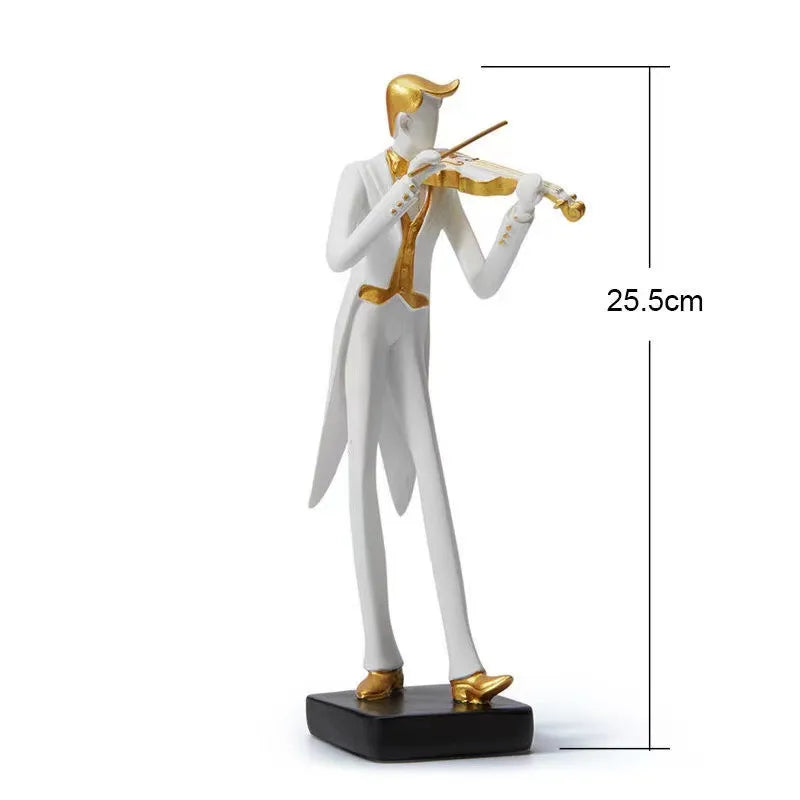 statues musiciens résine blanc doré moderne minimaliste saxophone violoncelle décoration