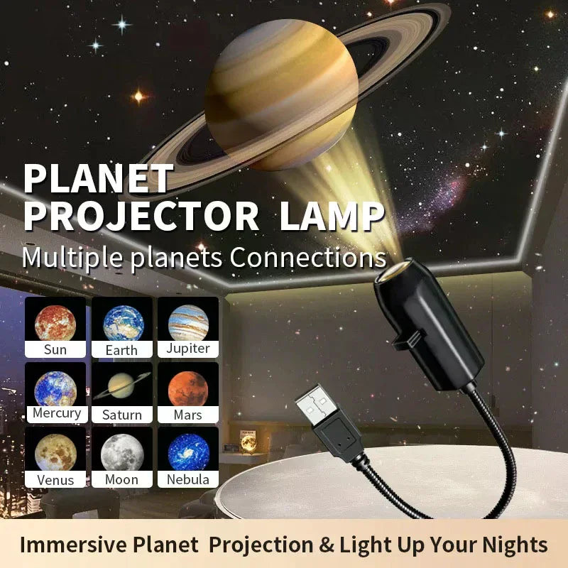 projecteur d'étoiles éclairage halloween noël veilleuse led planètes saturne terre moderne chambre obscurité ambiance