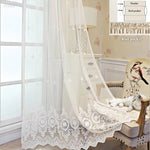 rideau brodé fleur blanc classique transparent chambre hospitalière moderne polyester