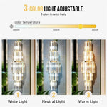 applique murale cristal doré moderne rangs superposés led éclairage chambre salon élégante fixée mur