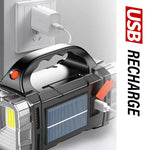 lampe torche led rechargeable solaire banque alimentation multifonctionnelle extérieur moderne noire orangée argentée