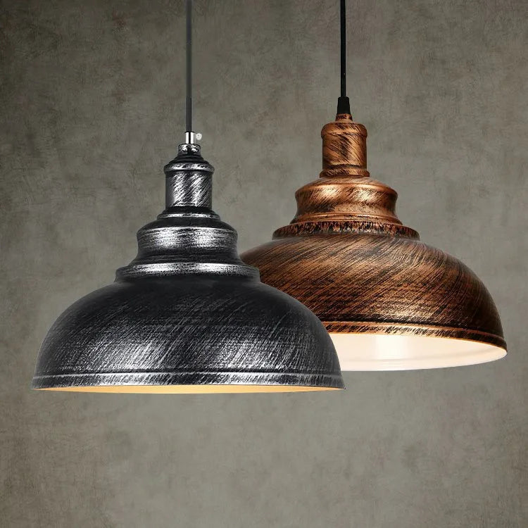 lampe suspendue industrielle rétro noir texture métallique striée salon chambrehôtel