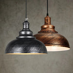 lampe suspendue industrielle rétro noir texture métallique striée salon chambrehôtel