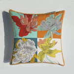 coussin decoratif velours orange motif cheval moderne bord doré 45x45cm sofa decoration
