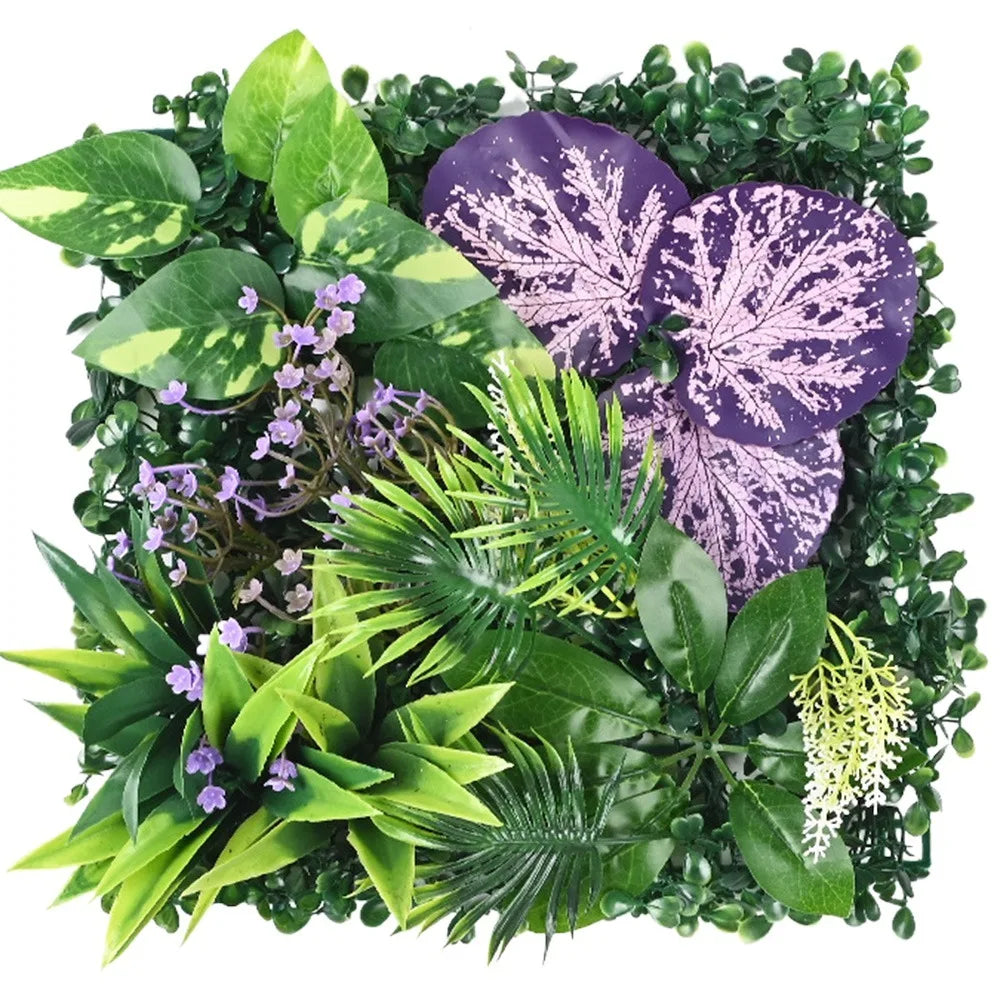 plantes artificielles murales modernes feuilles variées décoration extérieure branches naturelles