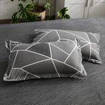 taies d'oreiller rectangulaires bleu clair gris motifs géométriques moderne non toxique 100 polyester 48x74cm