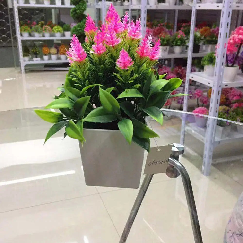 décoration moderne plante artificielle pot carré fleurs colorées feuilles vertes anniversaireextérieur