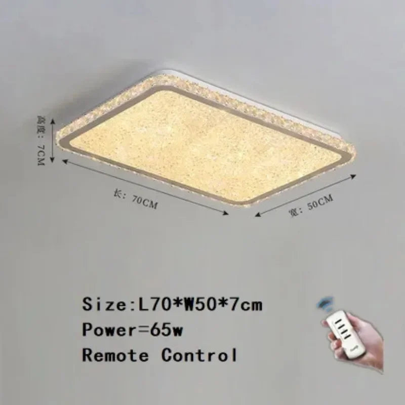 plafonnier led moderne cristaux brillants blanc doré élégant télécommande grande taille verre