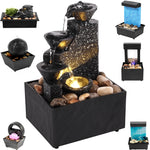 fontaine d'intérieur moderne pierres naturelles lumière led dorée base noire relaxation décoration chambre salon