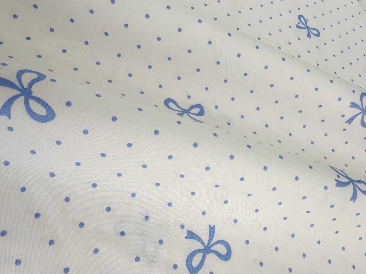 tissu popeline coton biodegradable 160x50cm moderne rayures diagonales points nœuds blanc bleu rose vert
