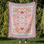 tapis boho chic couverture plaid portable géométrique floral aztèque printemps automne jaune marron bleuclair