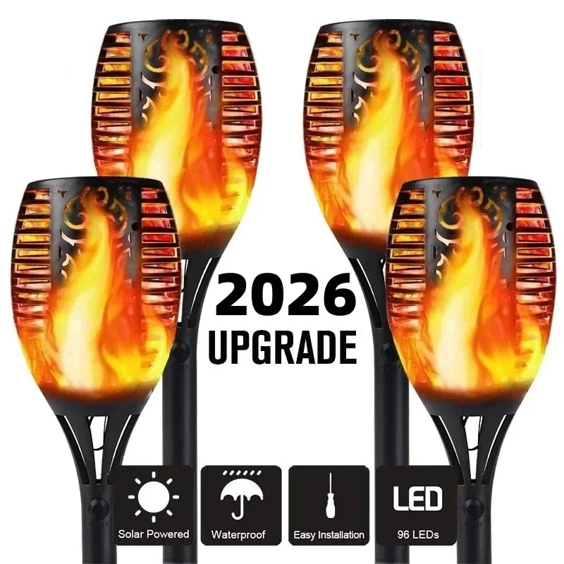 lampe torche solaire 96 led motif feuille moderne noire posée sol mur étancheextérieur