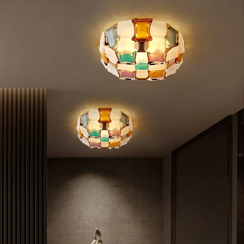 plafonniers modernes led blanc orange vert violet rose doré texturés chambre salon