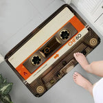 tapis sol antidérapant oriental cassette audio vintage blanc rouge orange