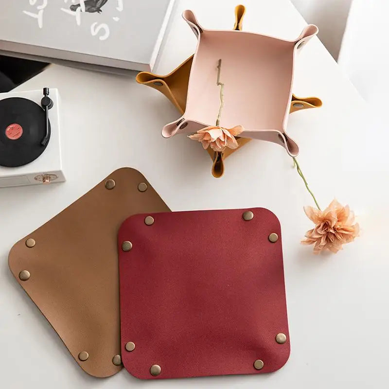 plateau pliable simili cuir moderne minimaliste vert noir orange gris marron rouge bleu
