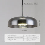 lampe suspendue moderne smoky gris ambre transparent led 90 260v 249 2000lm e27