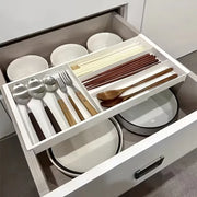 organisateur tiroir compartiments blanc minimaliste rangement couverts baguettes papeterie petits plats