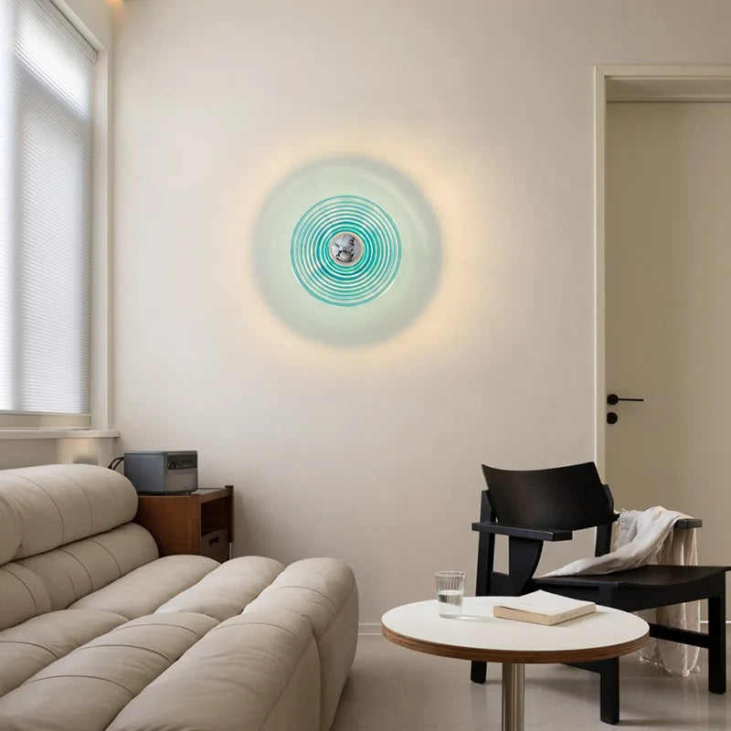 lampes murales modernes verre ondulé orange bleu turquoise blanc minimaliste chambre entrée