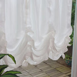 rideau blanc semi transparent classique franges ondulées 100x100cm 100x150cm 140x100cm 140x150cm