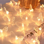 guirlande lumineuse papillons transparents violet bleu vert rose anniversaire mariage noël féerique