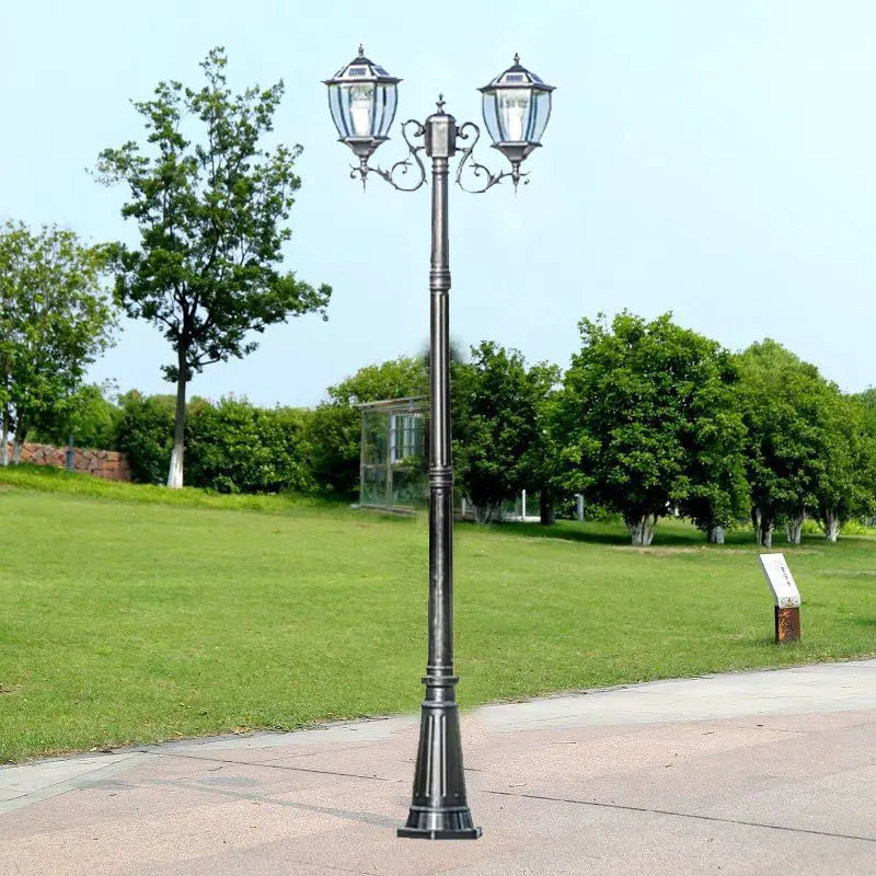 lampe rue solaire led doré noir élégante vintage ip65 durable industrielleextérieur