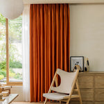 rideau moderne orange uni polyester épais coupe vent isolation sonore extérieur salon chambre