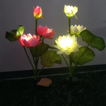 décoration extérieure jardin fleurs artificielles lotus rose blanc LED solaires moderne