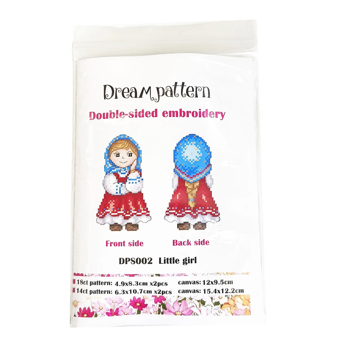 kit broderie motifs russes traditionnels fils coton carton grille taille peluche blanche plié plastique