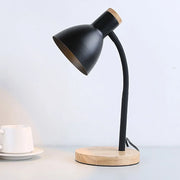 Lampe de chevet bois design nordique avec bras flexible LED E27 pour salon et chambre