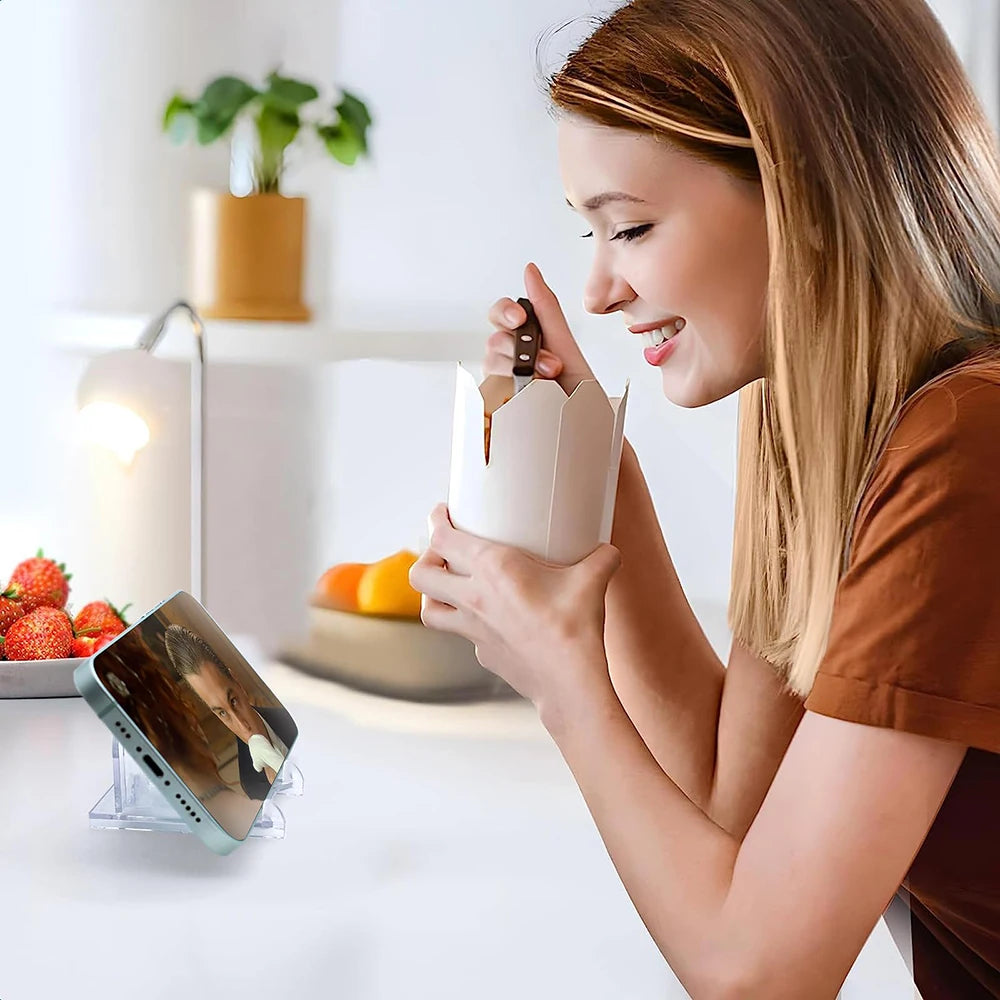 supports ajustables smartphones transparents respectueux environnement clips modernes salon rechargeables