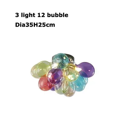 suspension lumineuse moderne transparente boules colorées violet bleu vert orange rose blanc