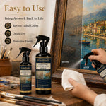 spray restauration peinture 100ml noir étiquette dorée contemporain rapide huile toile