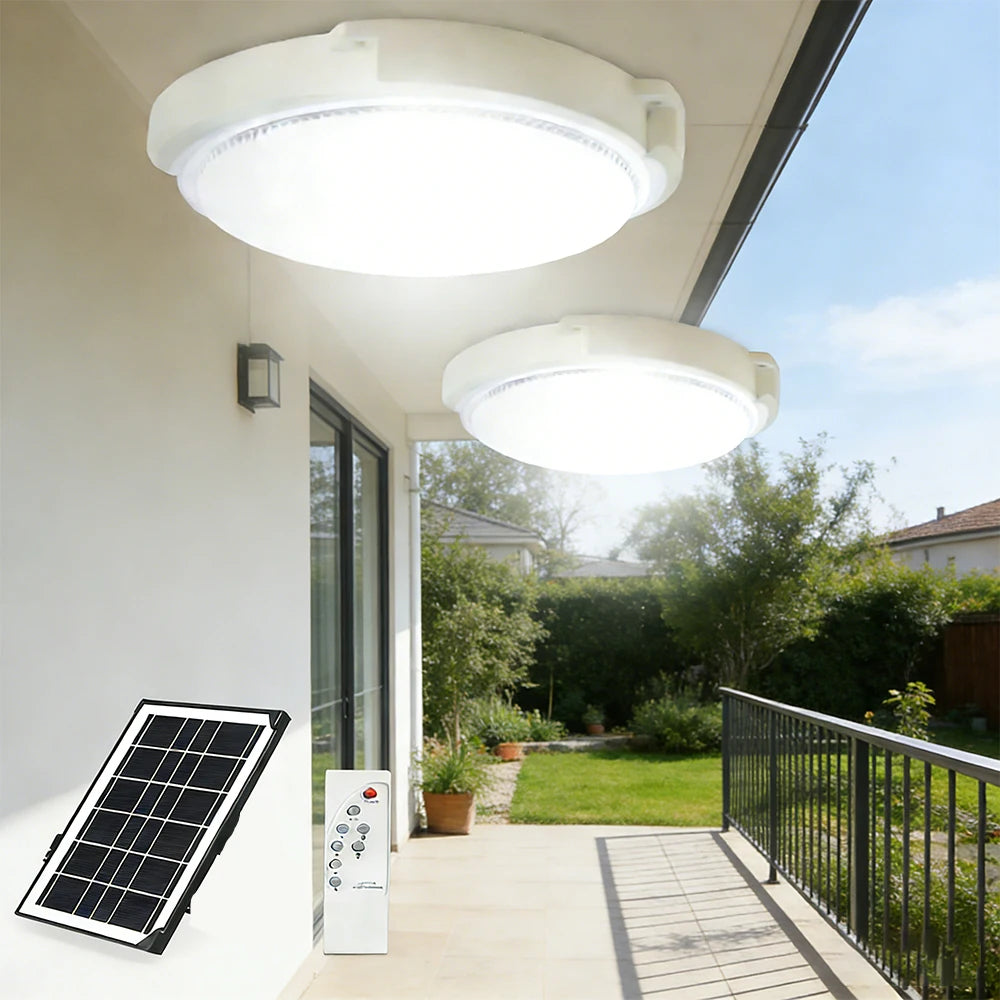 lampe solaire led ip65 moderne blanc autonome bouton poussoir panneau solaire télécommandeextérieur
