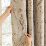 rideaux occultants polyester classique fleurs oiseaux beige clair marron clair opacité fenêtre plate setSizeOptions