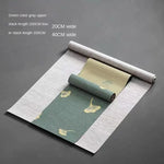 serviette table classique feuilles d'érable dorées vert foncé beige marron traditionnelle tasses thé plateau