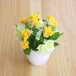 Bouquet artificiel rose blanc bleu jaune violet feuilles vertes décoration intérieure moderne minimaliste
