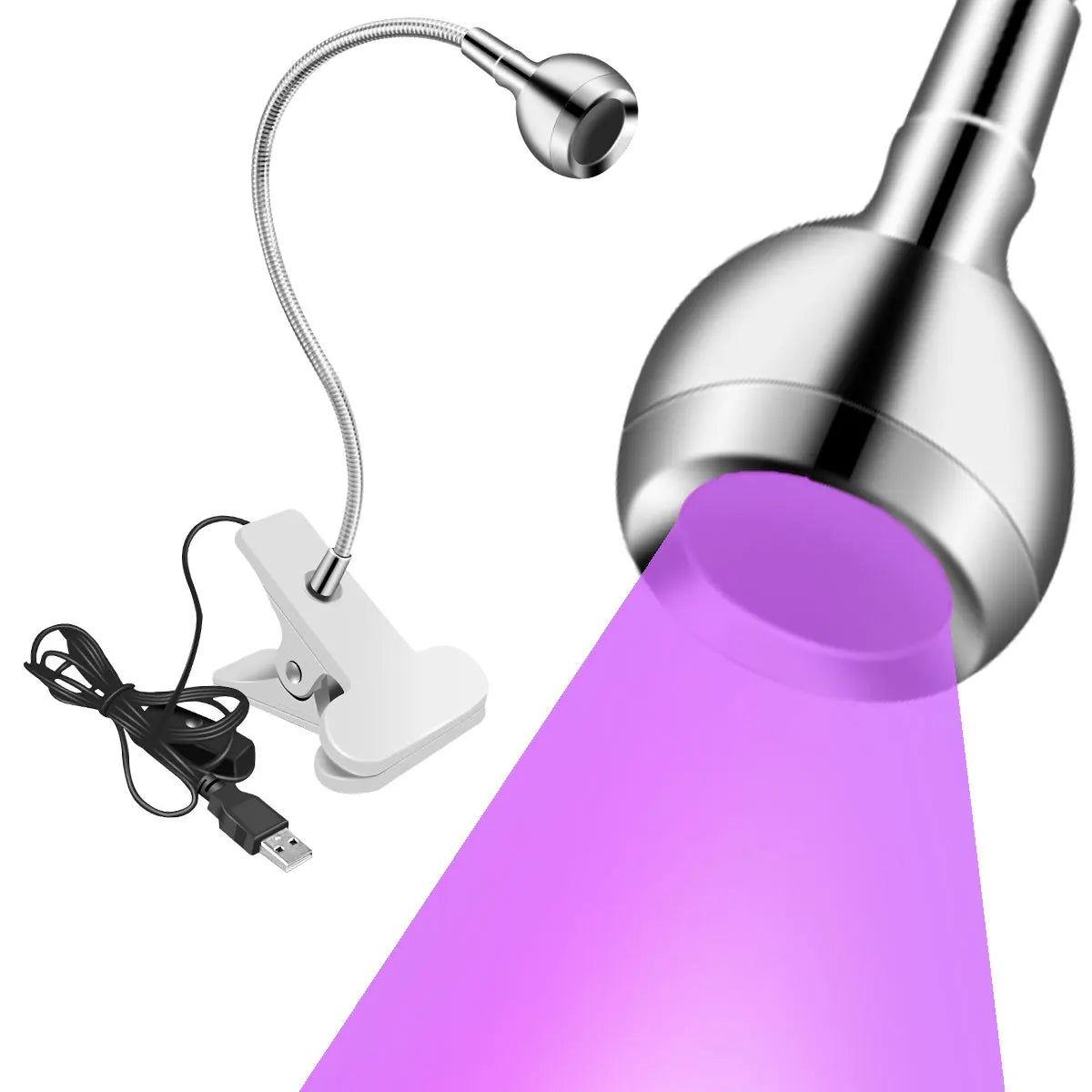 lampe led uv noir argent flexible dimmable brightness moderne pinces usb alimentée