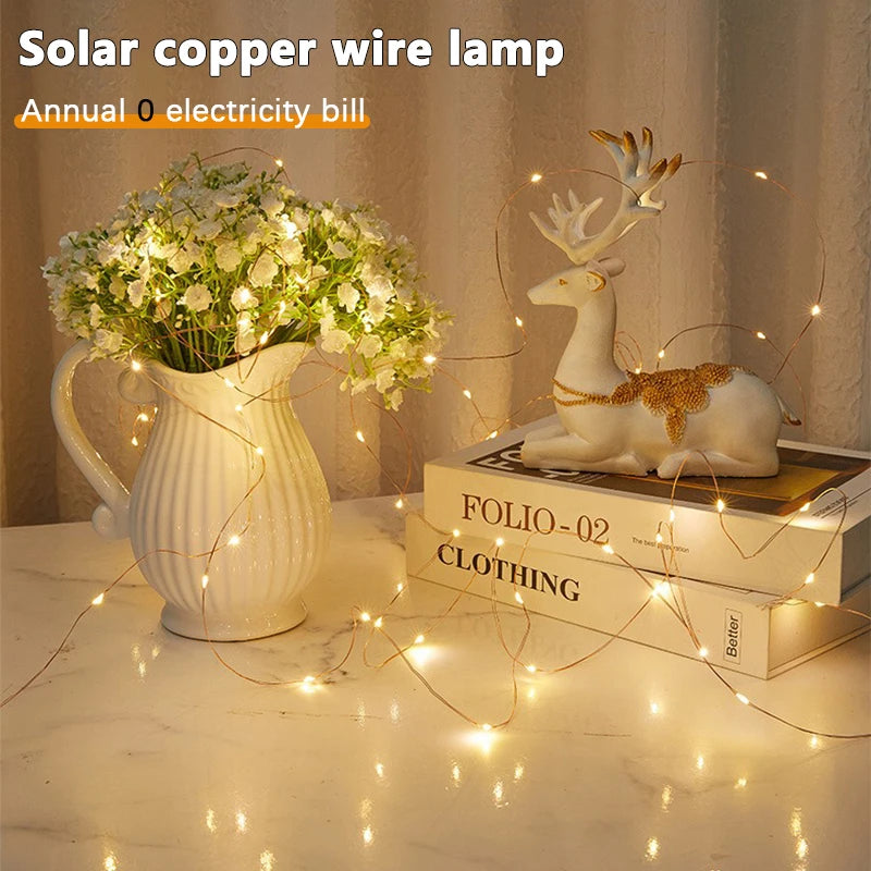 guirlande lumineuse solaire dorée 100 led 12m moderne piquet extérieur led multicolore ip65