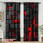 rideau moderne cubes 3d noir rouge polyester durable opacité pièces